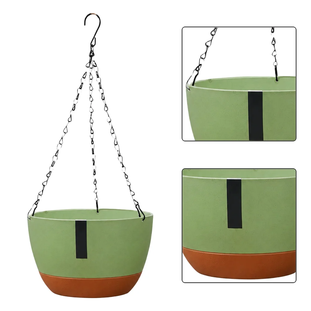 21cm Resin Hanging Flower Pot with Water Level Indicator Design Self Watering for Succulents and Creeping Plants