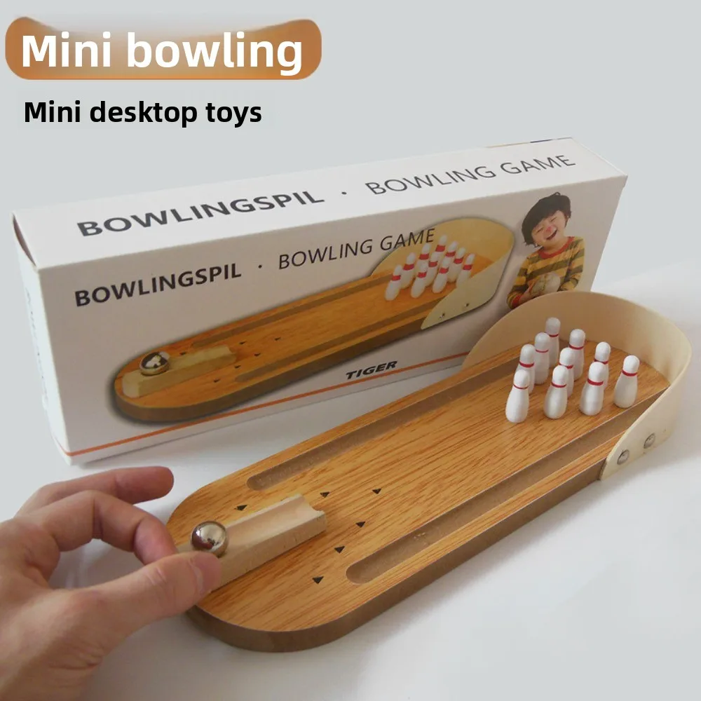 Games for Children Mini Bowling Tabletop Game Children's Educational Innovation Toys Solid Wood Table Entertainment Sports