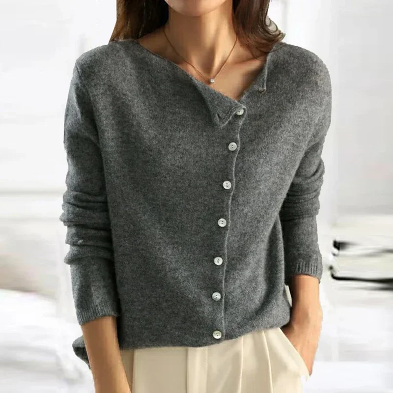 Autumn Winter Sweater Women Elegant Button Design Knitted Cardigans For Women Casual Sweaters