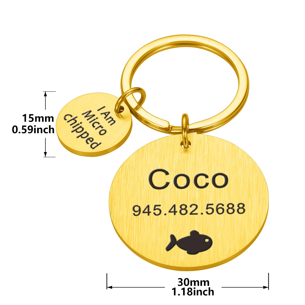 Custom Dog ID Tag Keychain Personalized Carved Pet Name Number Keychain Nameplate Anti-loss Pendant Jewelry Accessories