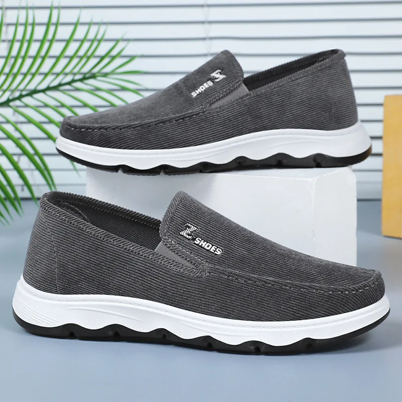 Men's Vulcanize Shoes Casual Canvas Slip Shoes Comfort Slip-on Loafer Soft Penny Loafers for Men Lightweight Driving Boat Shoes
