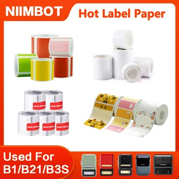 Niimbot 미니 프린터 열선 자체 접착 방수 스티커, 흰색, 색상, 원형, 꽃 스티커, B1, B21, B203 용 