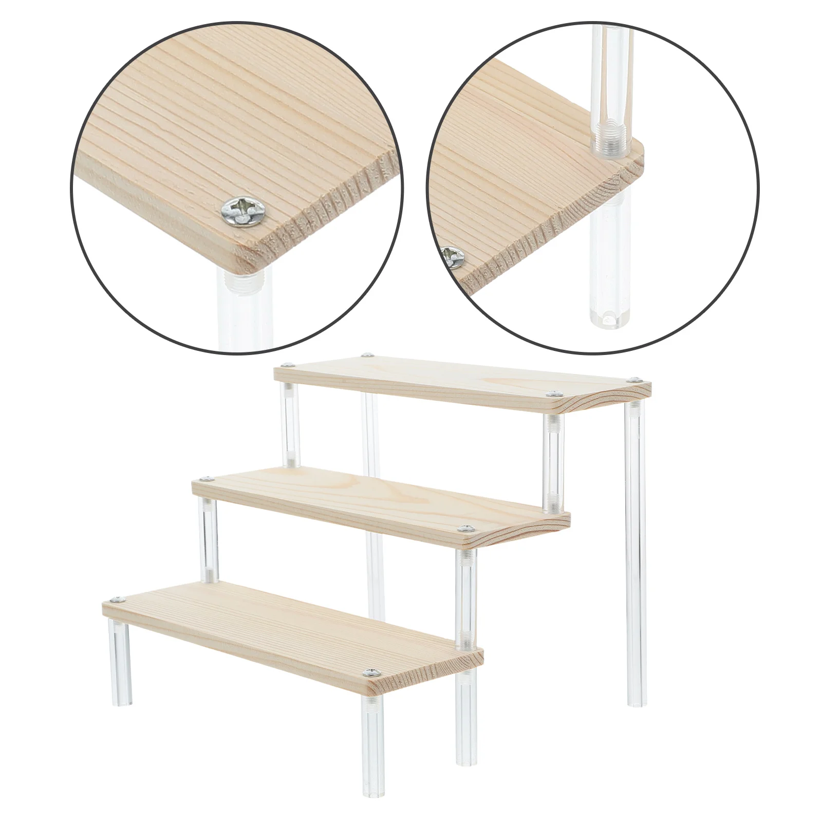 

Acrylic Tiered Display Shelf Organizer Jewelry Cosmetics Perfume Makeup Accessories Stable Easy Setup Display Riser