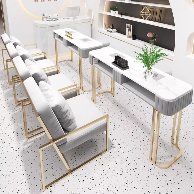 

Современный минималистичный маникюрный стол в скандинавском стиле, креативный многофункциональный маникюрный стол из каменной плиты, мебель для салона красоты с местом для хранения, модель FYNT