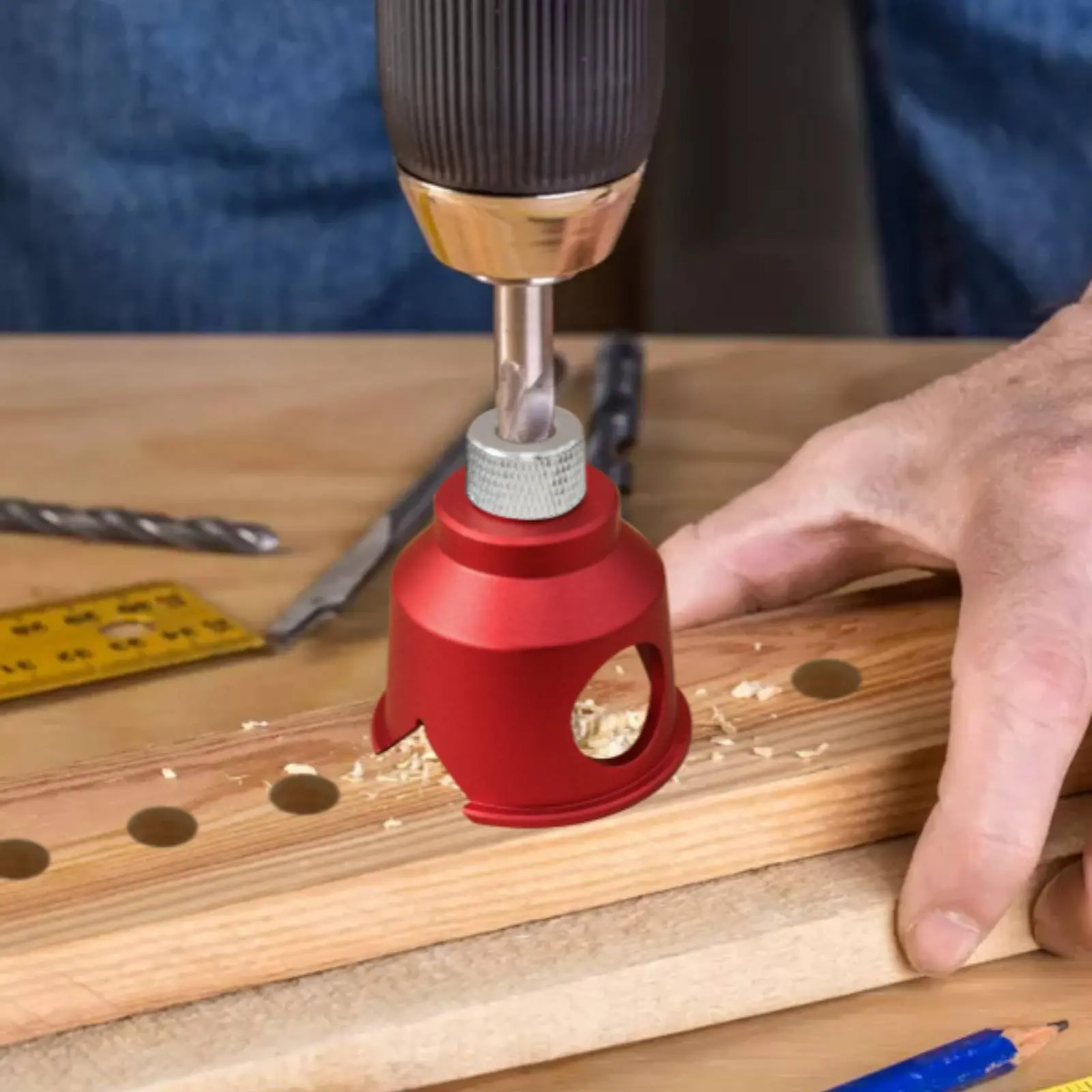 

Upright Drilling Jig Multiple Sizes 3-10mm Dowel Drilling Guide Carpentry Hole Puncher Precise Positioning Joinery Tool