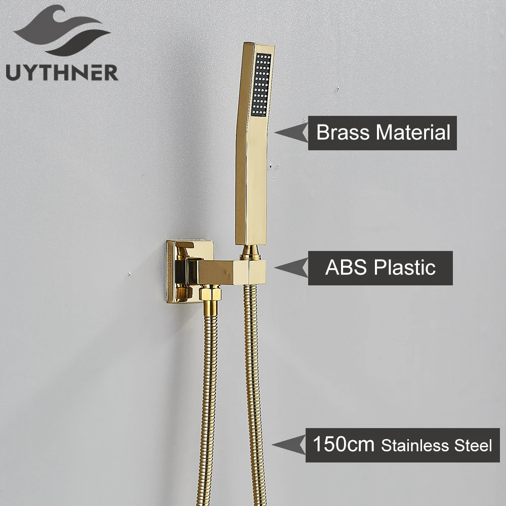 Uythner Handdouchekop 150 cm roestvrijstalen doucheslang Douchekraan Sproeikop Wandmontage Kraanaccessoires