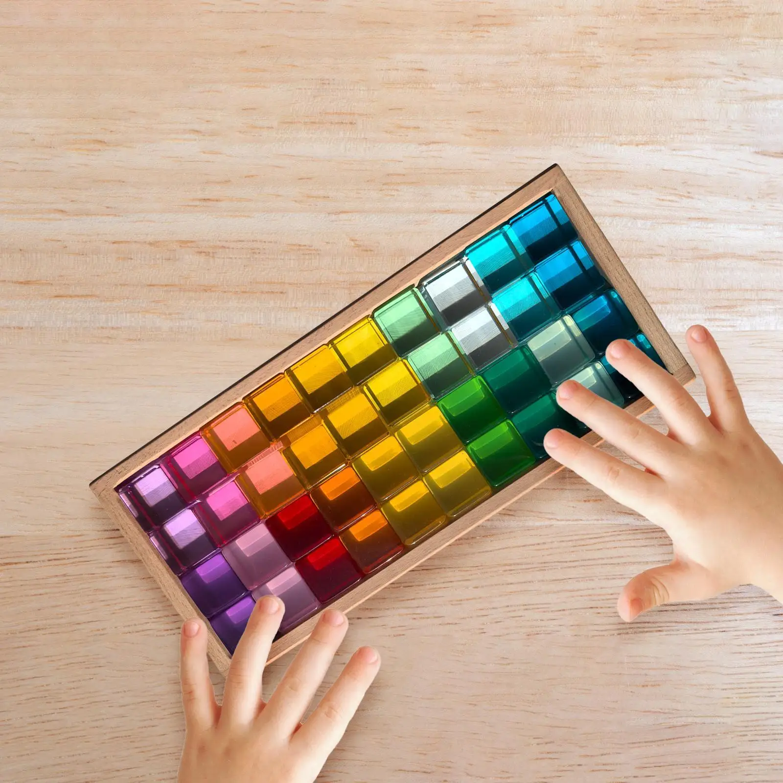 Ensemble de Cubes acryliques arc-en-ciel, jouet à empiler, blocs de motricité Fine, jouet pour 3 4 5 6 ans