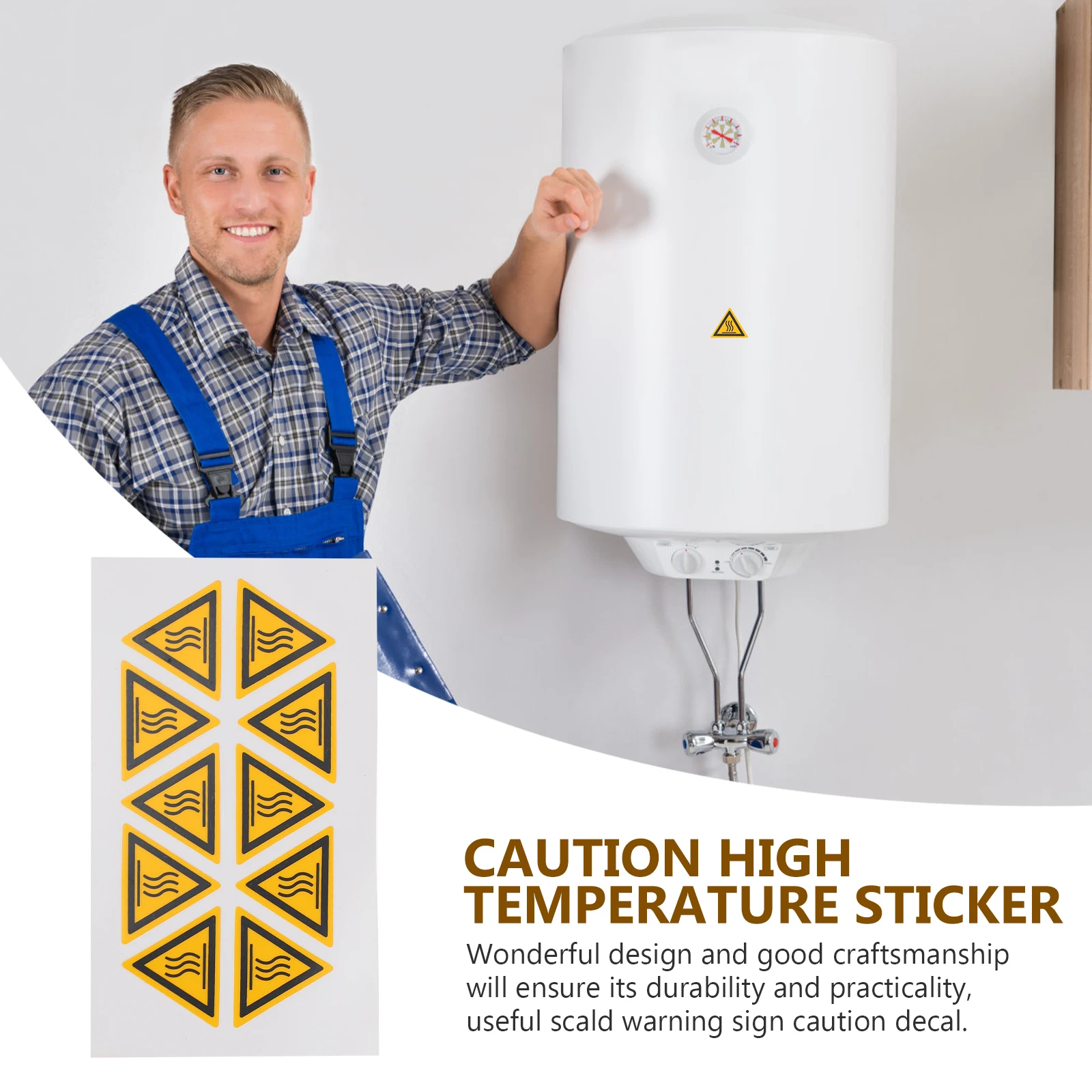 10 Pcs High Temperature Warning Label Stickers Security Caution Hot Notice Pp Synthetic Paper Signs