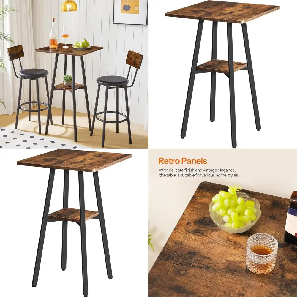 Деревенский коричневый 36,6-ярусный высокий стол для паба с местом для хранения вещей на небольшой кухне и вечеринок в гостиной