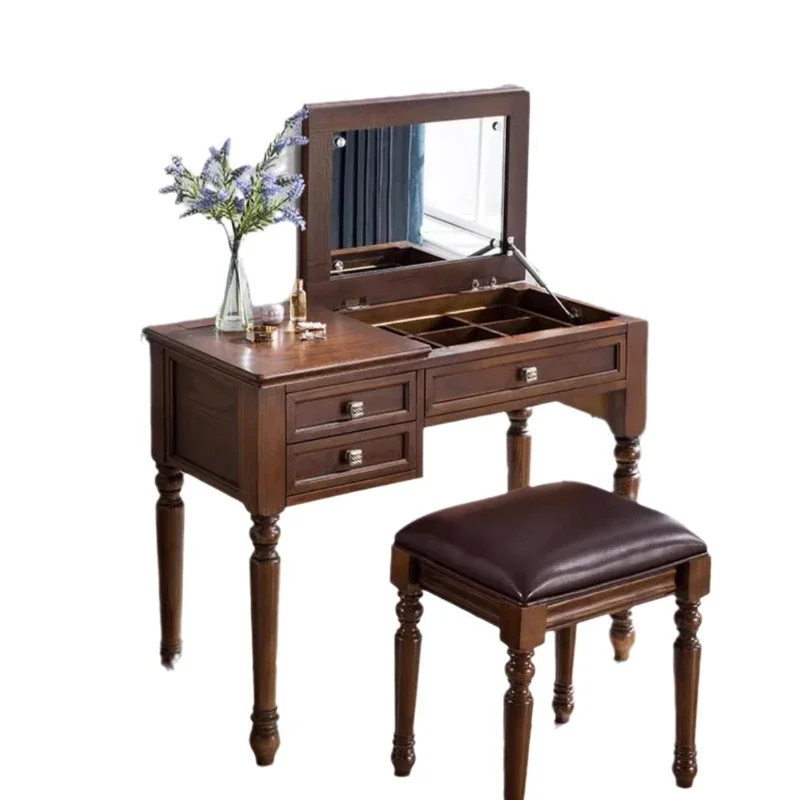 

Ash wood American solid wood dresser flip cover makeup table bedroom small apartment high-end makeup table