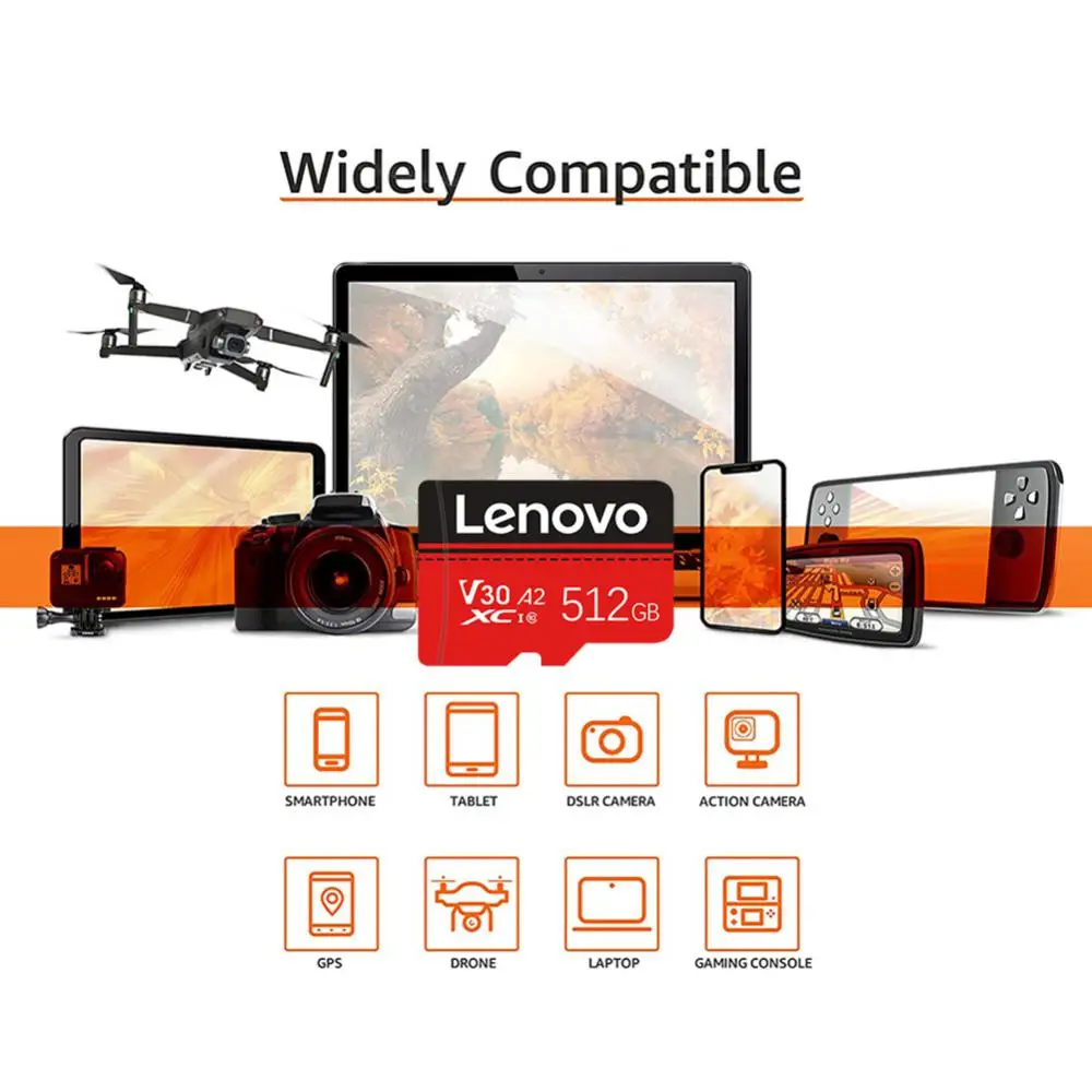 Микро-карта памяти Lenovo V30 A2 U3, 512 ГБ, 100 Мб/с, 128 ГБ