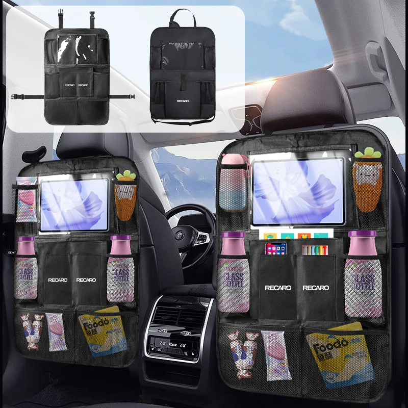 Car Seatback Storage Bag Oxford Cloth Back Anti-Kick Mat Accessories For RECARO Racing