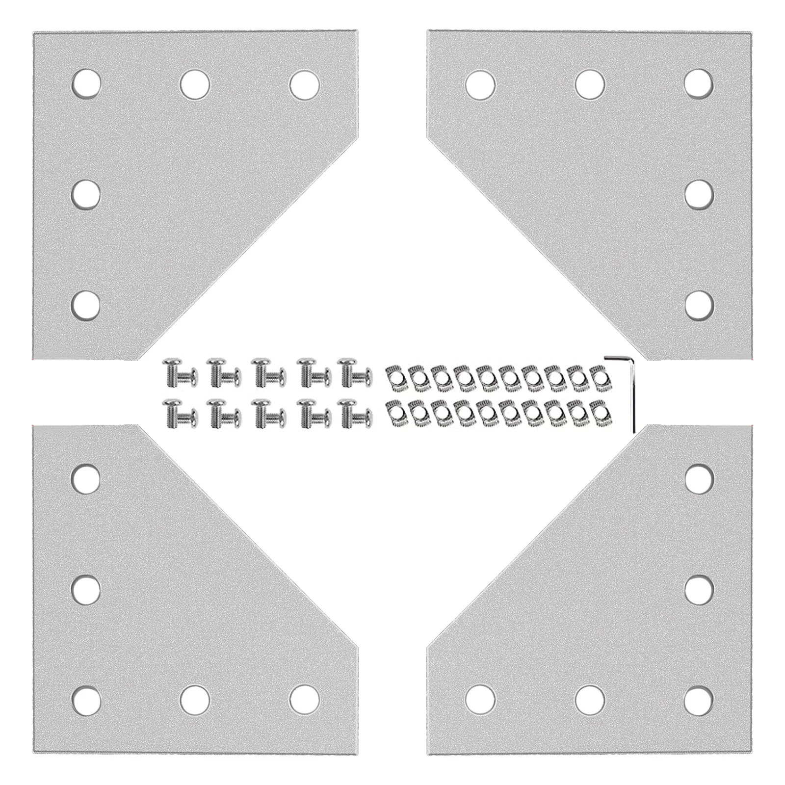 Precision Engineering 2020 Aluminium L shaped Corner Mounting Connection Plate with M5 Nuts and Screws Pack of 4