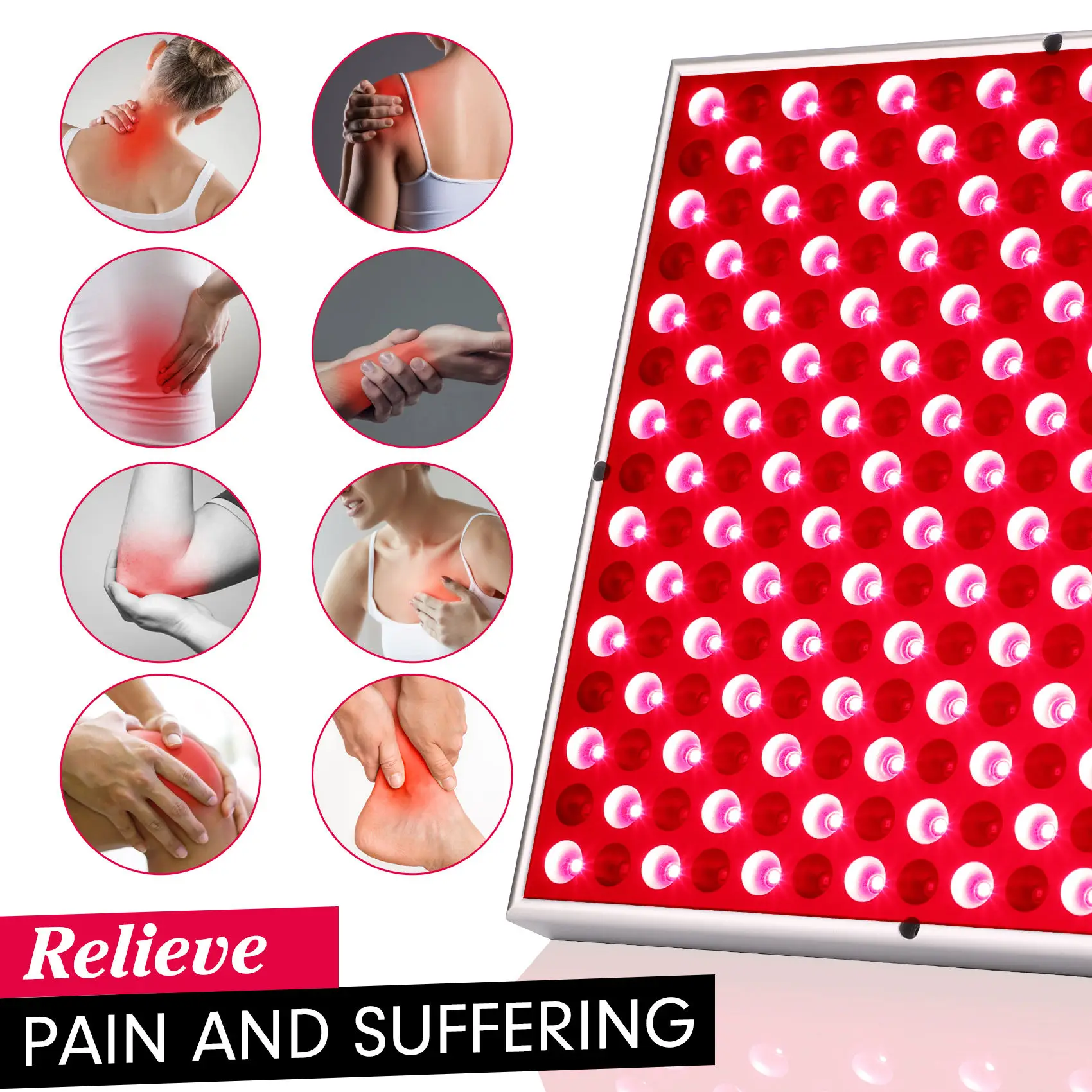 NEW 225 LED Red Light Therapy Panel Lamp 660nm 850nm Red Light for Body Pain Relief Blood Circulation Skin Beauty Massaging Lamp