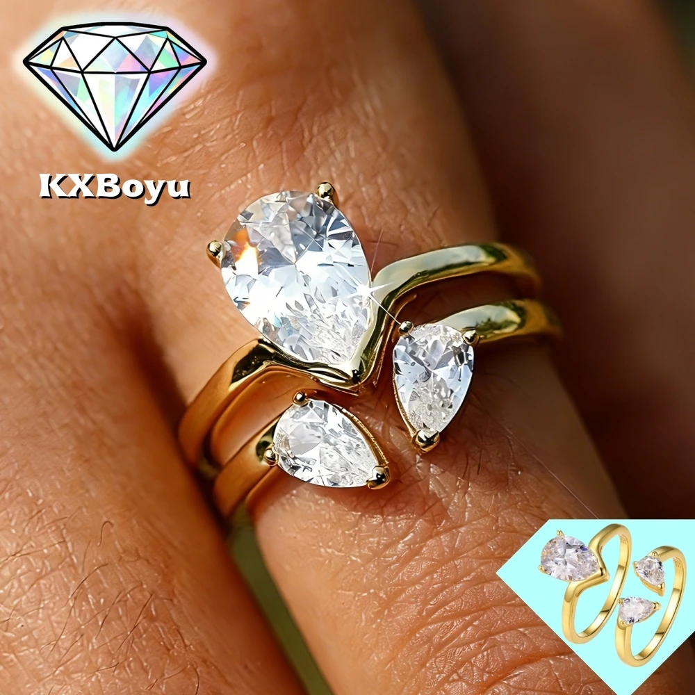 

1.8 Carat Water Drop / Pear Cut Moissanite Engagement Ring Diamond Wedding Ring for Women S925 Sterling Silver with Certificate