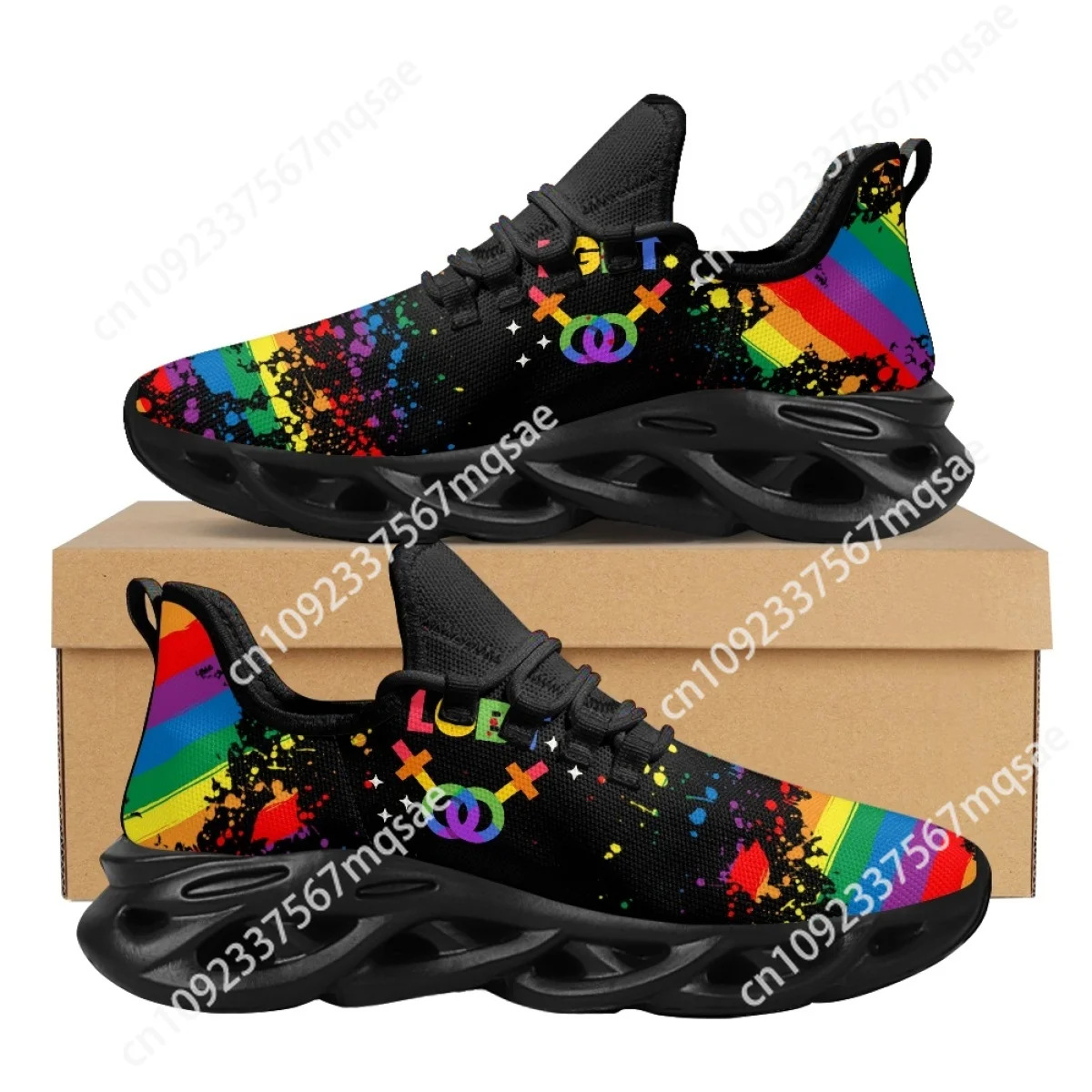 Breathable Women's Casual Shoes LGBT Pride Flag Friends Summer Fashion Lace-Up Flats Teen Fitness Non-Slip Sneakers Footwear