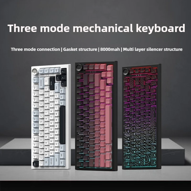 

Customized Threemode Mechanical Keyboard RGB Backlight Side Engraving Wired Wireless Bluetooth Office TypingGameEsportsDedicated