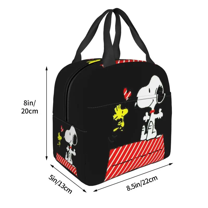 Cartone animato personalizzato Snoopy Red Stripe Disney borsa per il pranzo con isolamento termico contenitore per il pranzo riutilizzabile per la