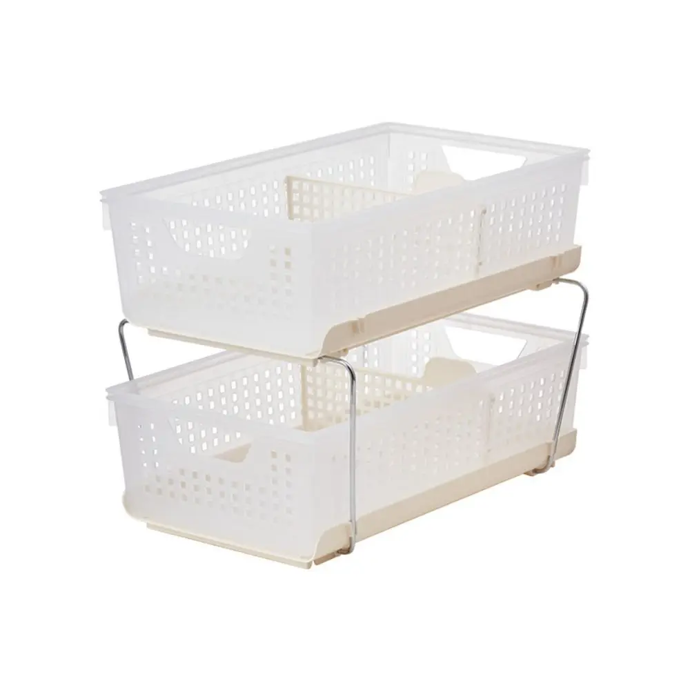Stackable Storage Basket Hollow Design Drawer Type Desktop Shelf Cosmetics Storage Cosmetics Organizer Desktop Organization