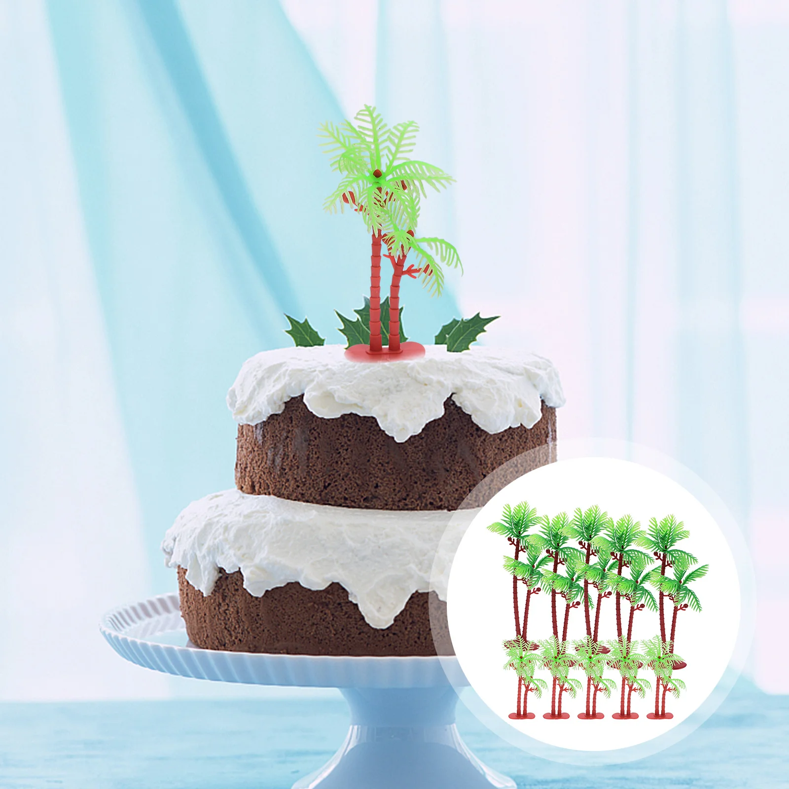 

10pcs Mini Simulated Palm Tree For Micro Landscape Diy Garden Fish Tank Decoration Plastic Coconut Tree Artificial Plants