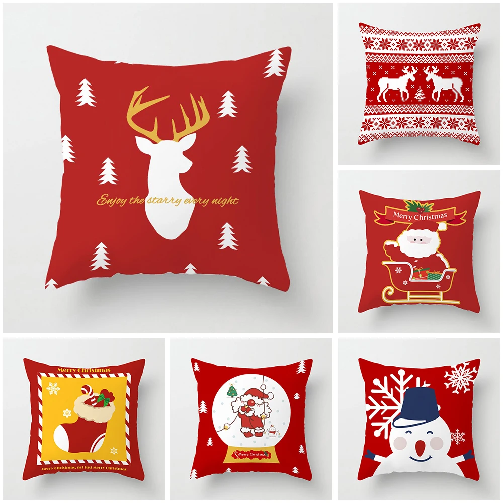 

Christmas Decorations Pillow Covers Christmas Prints 4 Sizes for Sofa Couch Home Decorate Cushion Covers Funda De Cojín Navideña