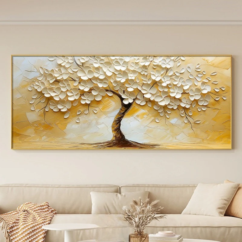 Fortune Tree Living Room Painting Cream Wind Advanced Village Painting Sofa Background tableau décoration mural home decoration