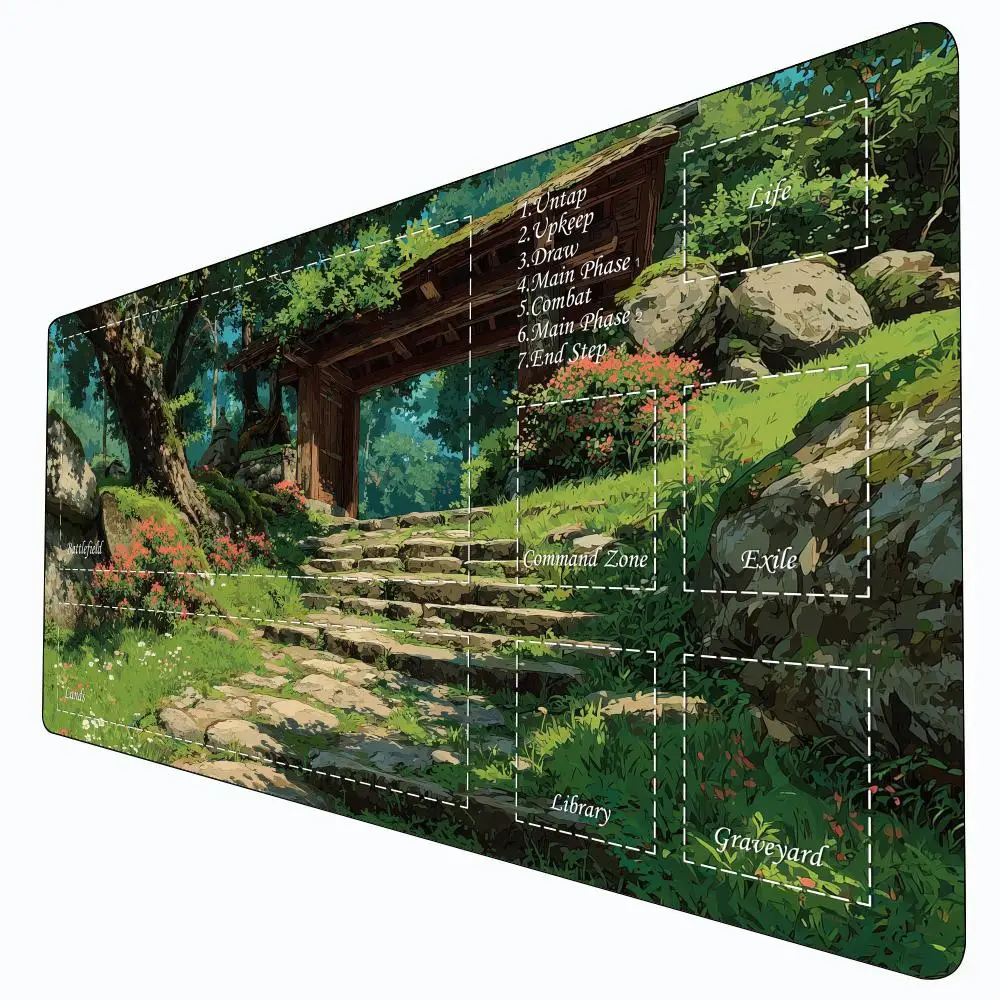 

Magic Card Gaming Mat with zone Forest courtyard theme mtg playmat desk mat Commander Playmat suitable for Game gathering