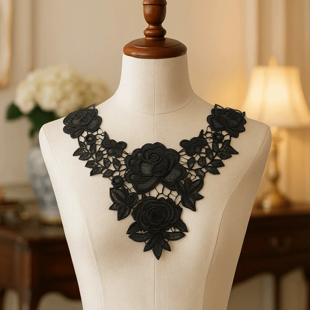

6PCS Elegant Embroidered Collar Fashion Chic Hollow Out Lace Collar Hollow Out Pattern Polyester Flower Collar Casual Wear