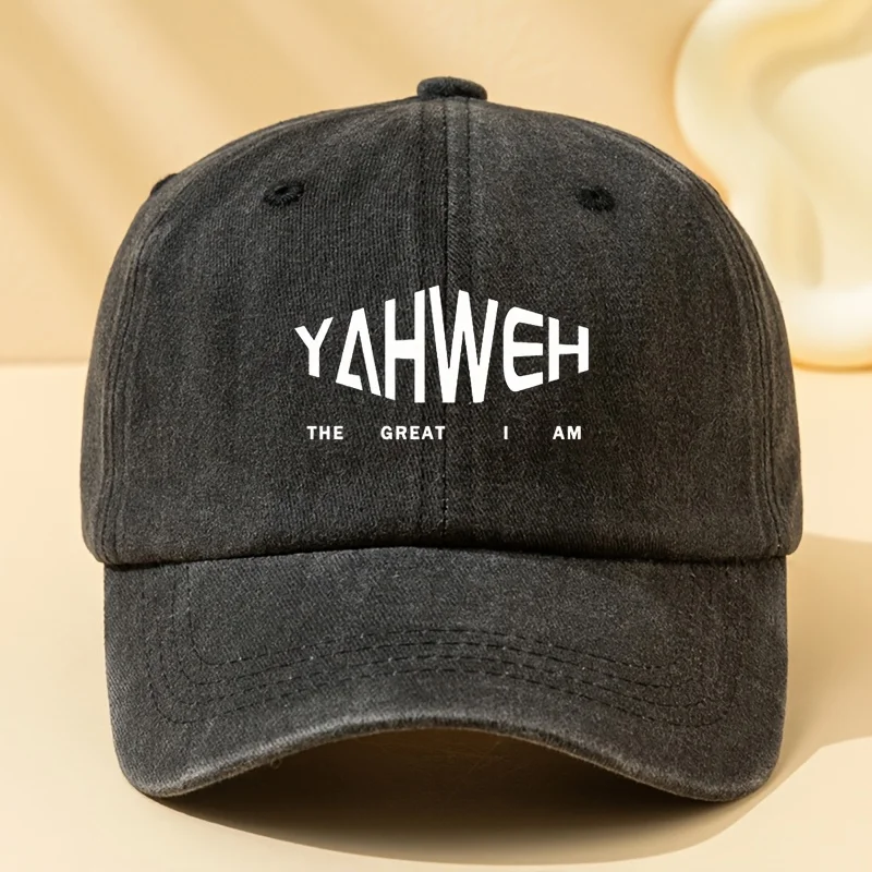 

Trendy and Versatile YAHWEH Printed Baseball Cap for Men and Women, Vintage Casual Hat, Breathable and Sun-Protective, Adjustabl