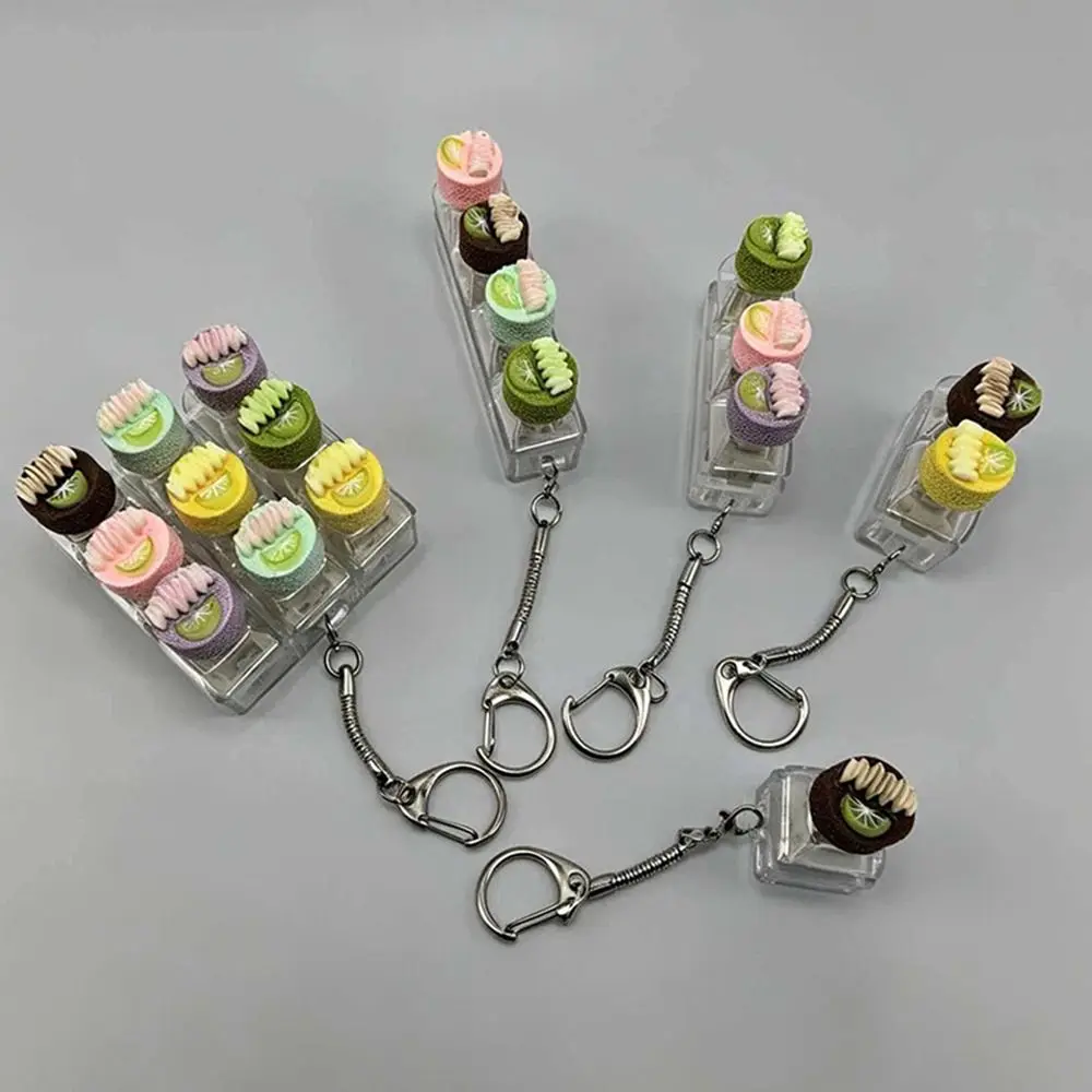 Pressable Buttons Fidget Button Keychain Cute Dessert Multi Buttons Button Squeeze Keychain Stress Relief Finger Keyboard Cap