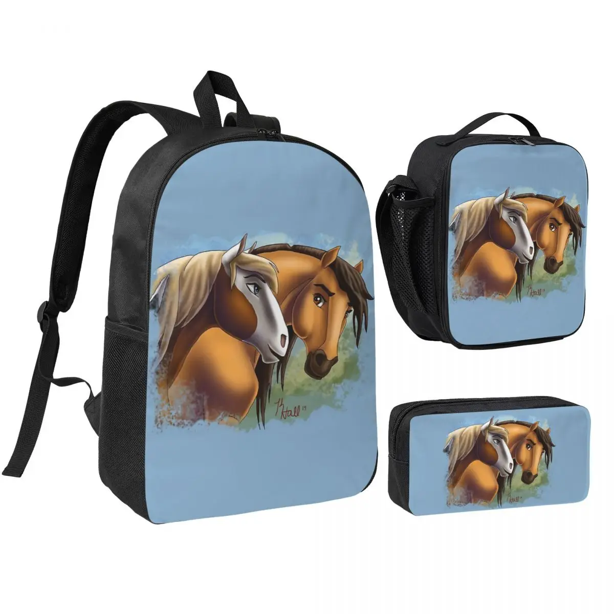 

Spirit And Rain - Love Found Us Backpack Boys Girls BookBag School Bag Shoulder Bags 3ps Insulated Lunch Bag Pencil Case