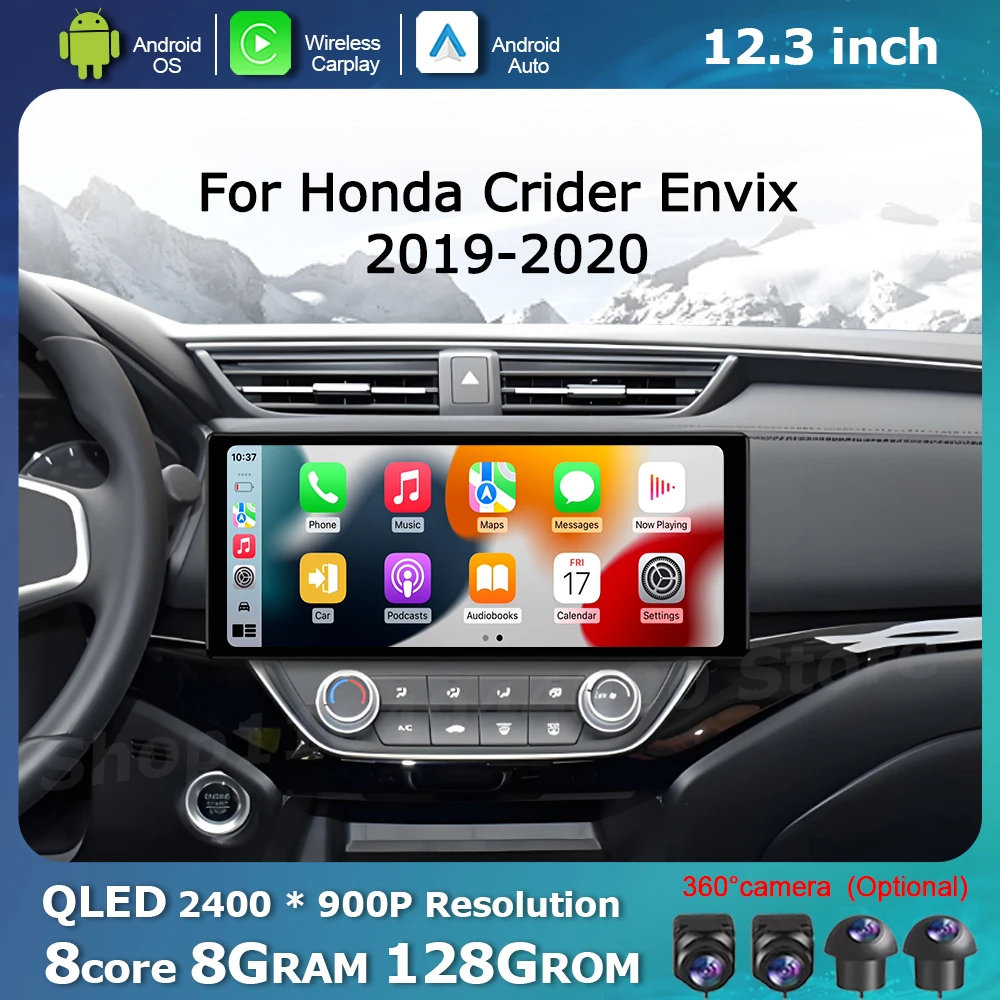 

for Honda Crider Envix 2019 - 2020 Multimedia Radio Player QLED 2400*900P Car Display Screen GPS Navi WiFi Carplay Android Auto