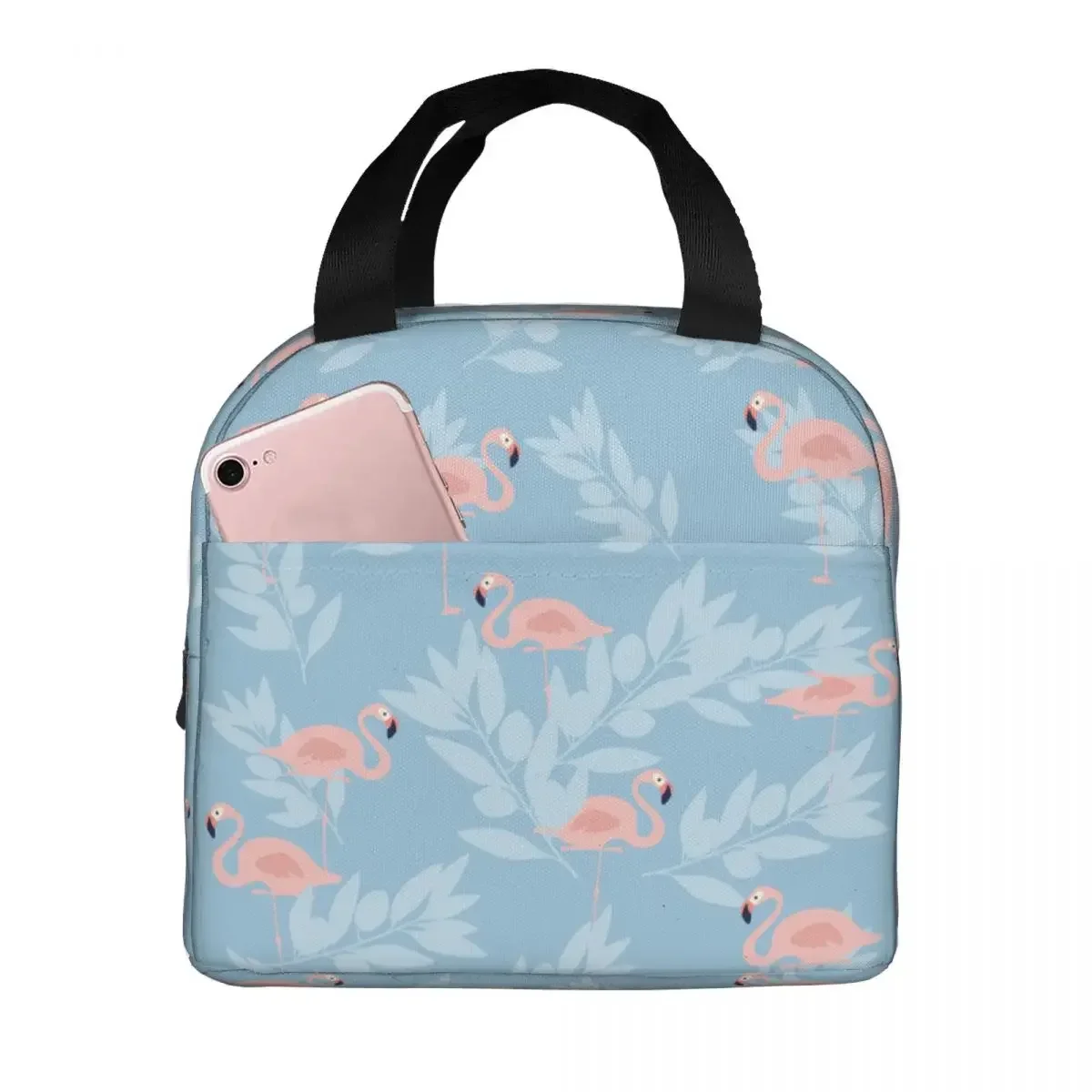 

Flamingo Olive Lunch Bags Portable Insulated Oxford Cooler Bag Thermal Food Picnic Lunch Box for Women Girl