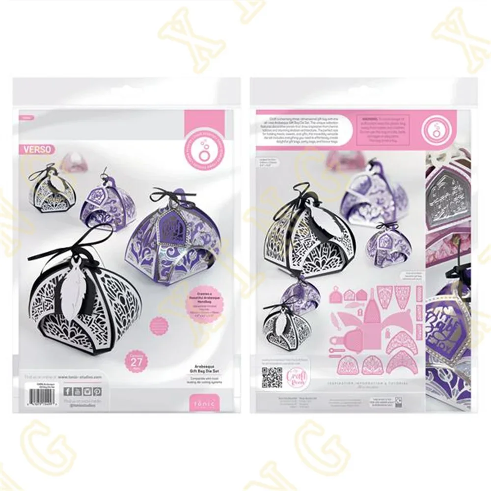 

Arabesque Gift Bag Die Set Cutting Dies Craft Embossing Make Paper Greeting Card Making Template DIY Handmade 2024 New