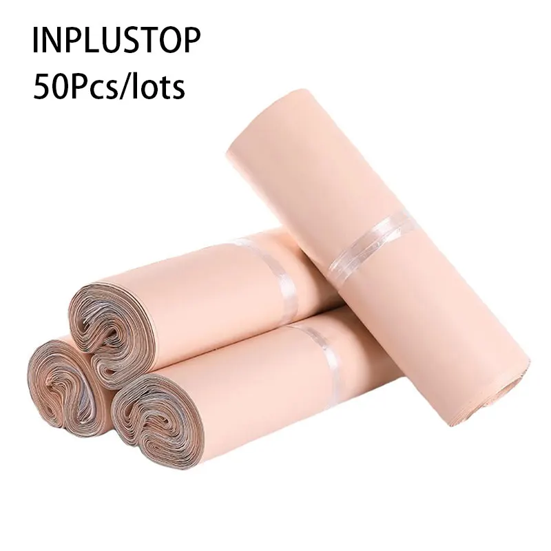 

INPLUSTOP 50 шт., логистические пластиковые почтовые пакеты для одежды, розовые самозапечатывающиеся водонепроницаемые утолщенные пакеты для обуви, упаковка для подарков, сумки для хранения