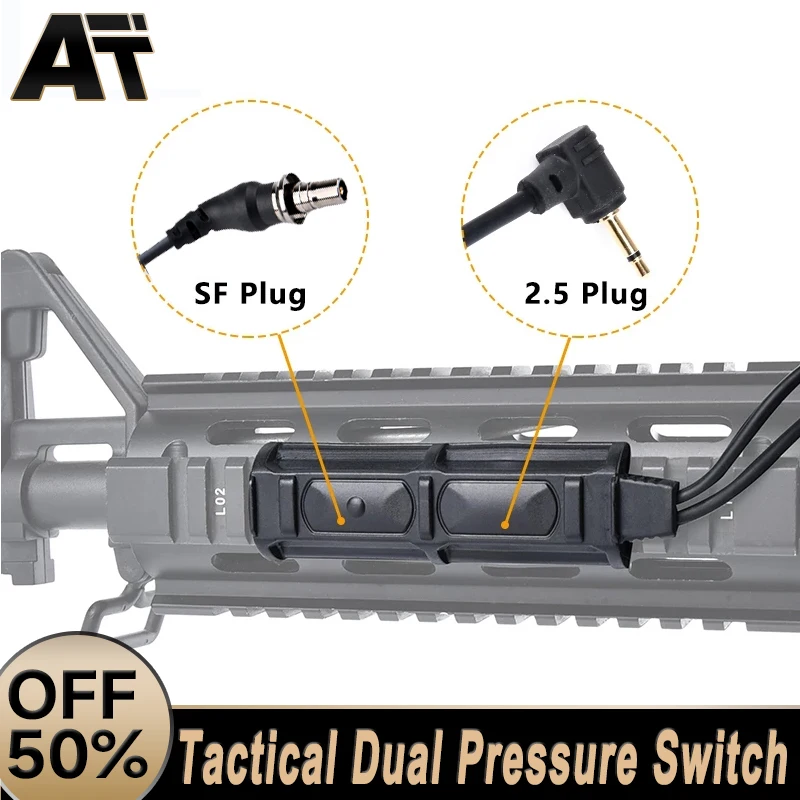 

Tactical Pressure Dual Function Remote Switch SF Plug 2.5mm 3.5mm For PEQ DBAL Laser Indicator WADSN M300/M600 Metal Flashlight