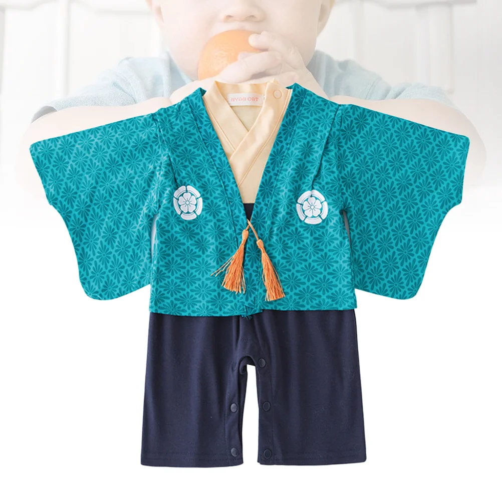 Japanese Kimono Baby Jumpsuit Long Sleeve Baby Outfit Romper Costume Toddler Clothes with Suitable for the Boys 3 to 6