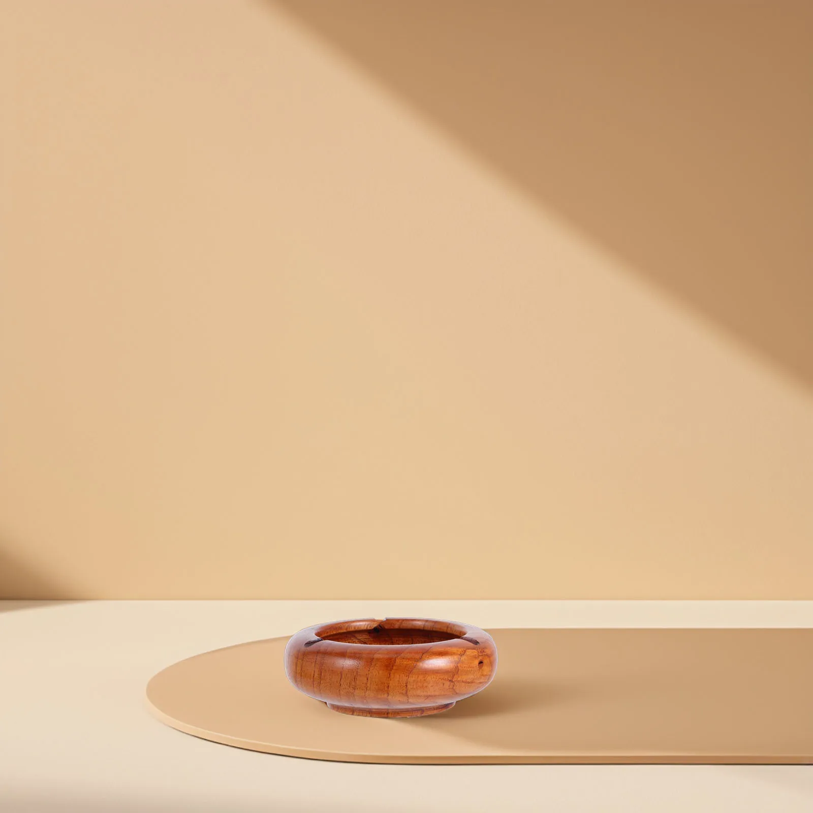 

1pc Wooden Ashtray Brown Compact Desktop Cigar Holder Multifunctional Ashtray Container Home Bar Restaurant Use Ash Container