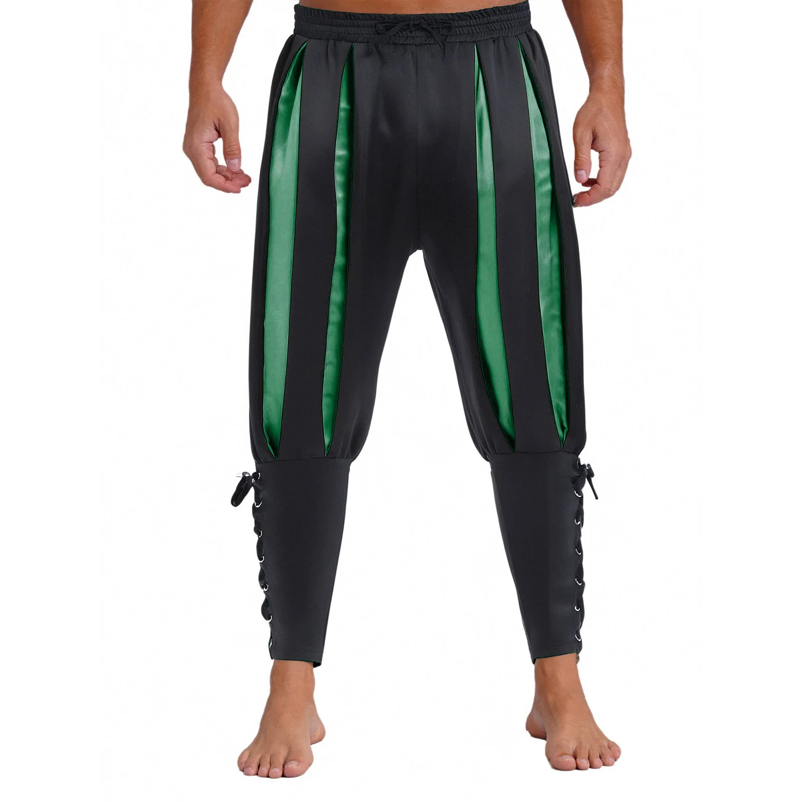 Festival masculino viking navegador pirata harem calças painéis cintura elástica tornozelo com faixas calças renascentistas halloween cosplay calças