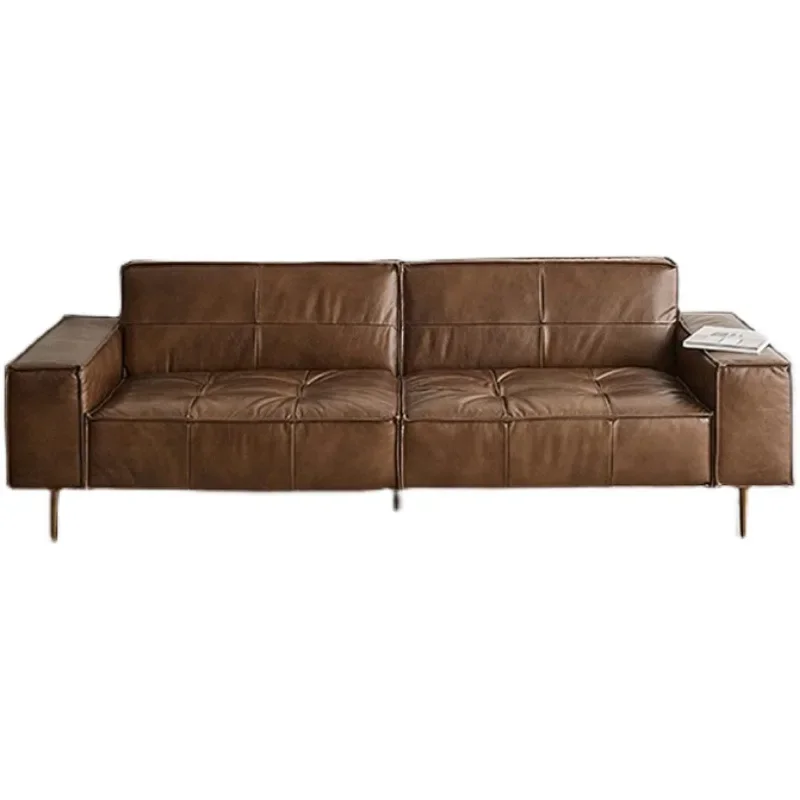 

Oil wax first layer cowhide full leather sofa modern simple Italian medieval down