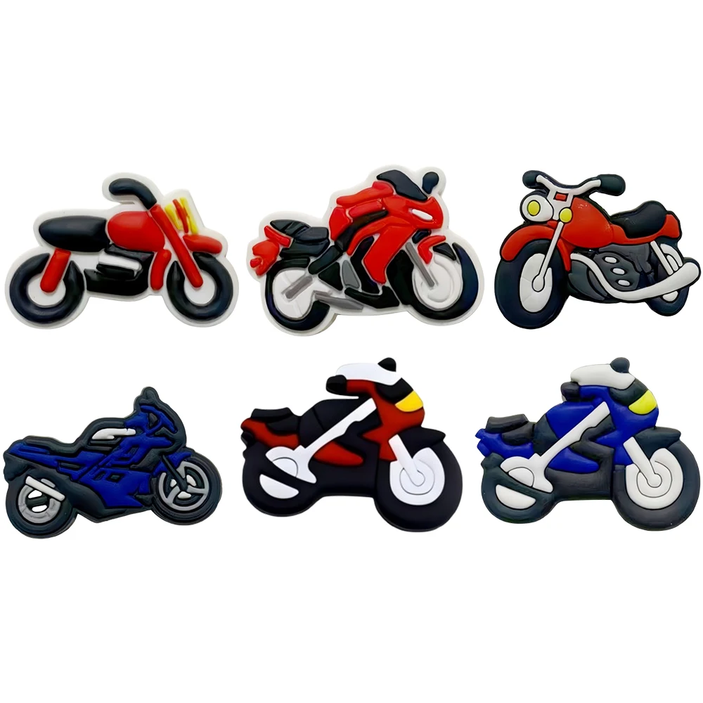 6-20PCS Cartoon motorcycle Monster Trucks DS Shoe Charms Mix Wholesale PVC Sandal Decors Buckle Clog Detachable Waterproof Gift