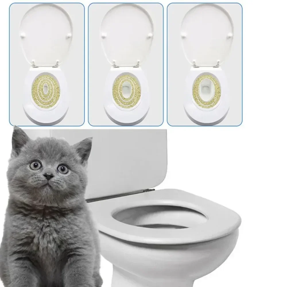 Household Cat Toilet Trainer Potty System, Reusable Universal Toilet Training Tray for Cats, Gradual Training Cat Litter Replace