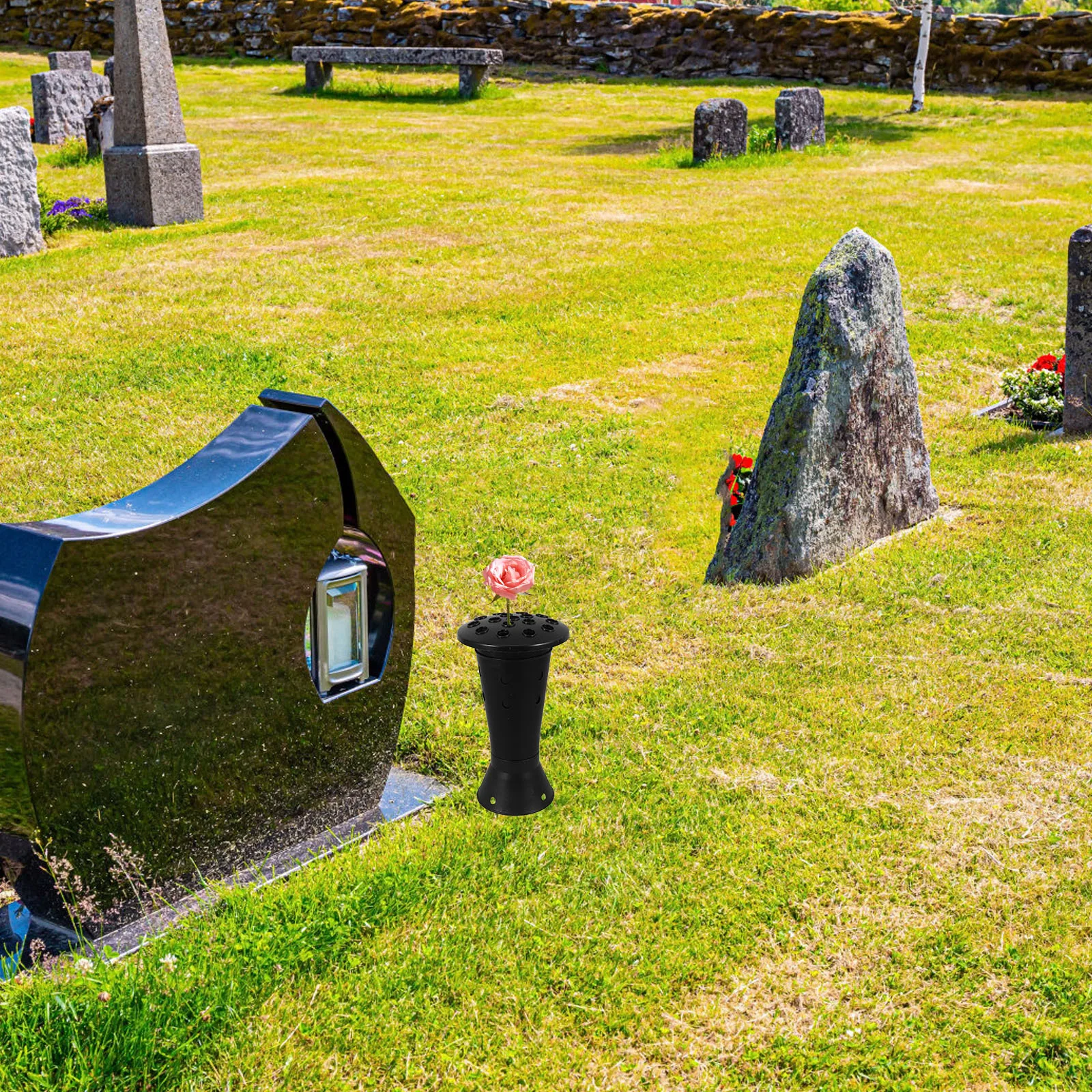 

Cemetery Flower Holder Plastic Cone Vase Grave Floral Decorations Weather Resistant Stable Insert Graveyard Memorial