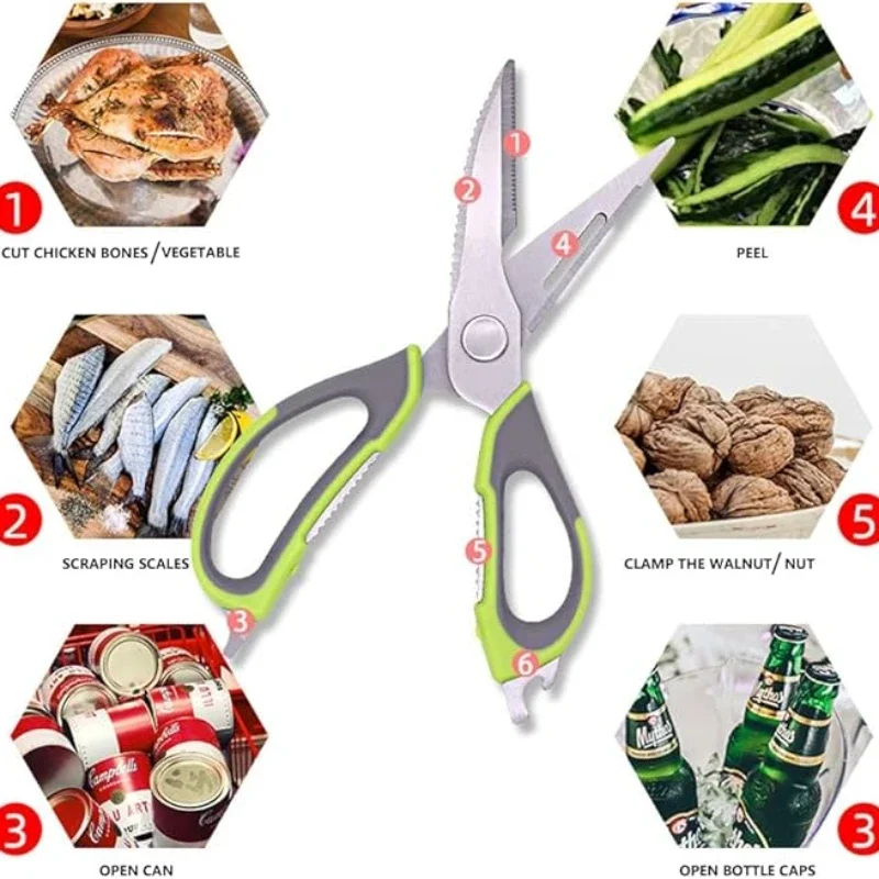 Stainless Steel Household Multi-purpose Kitchen Scissors Detachable Magnetic Tube Food Scissors Refrigerator Kitchen Scissors