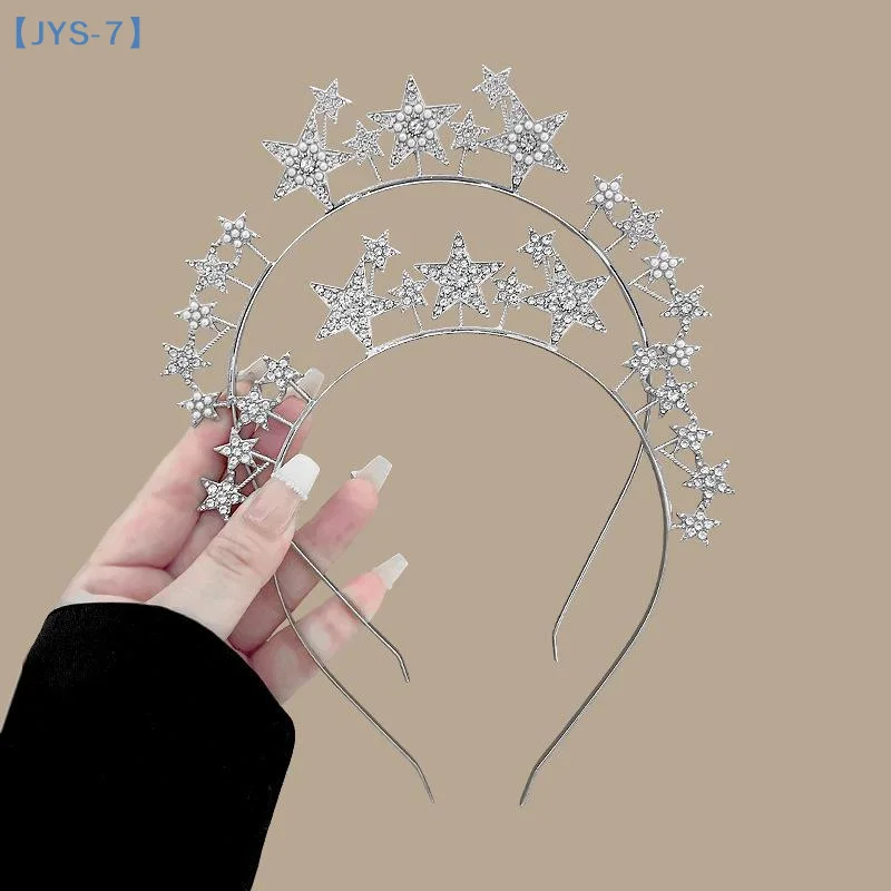 【JYS-7】 عصابة رأس على شكل نجمة خماسية من حجر الراين واللؤلؤ للحفلات مبالغ فيها وفريدة من نوعها للاحتفال بالمهرجان #4