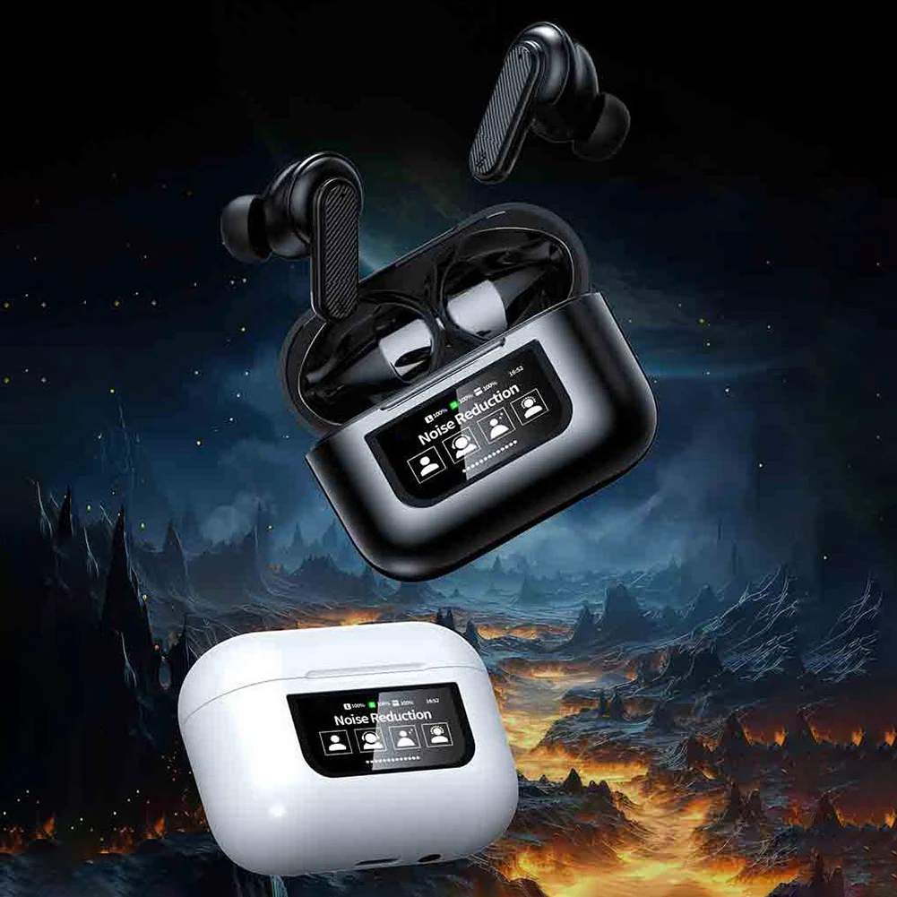 หูฟังแปลภาษาไร้สาย BT 5.4 พร้อมระบบตัดเสียงรบกวน ANC รองรับ 144 ภาษา หูฟังแปลภาษาแบบสองทาง หน้าจอสัมผัสอัจฉริยะ