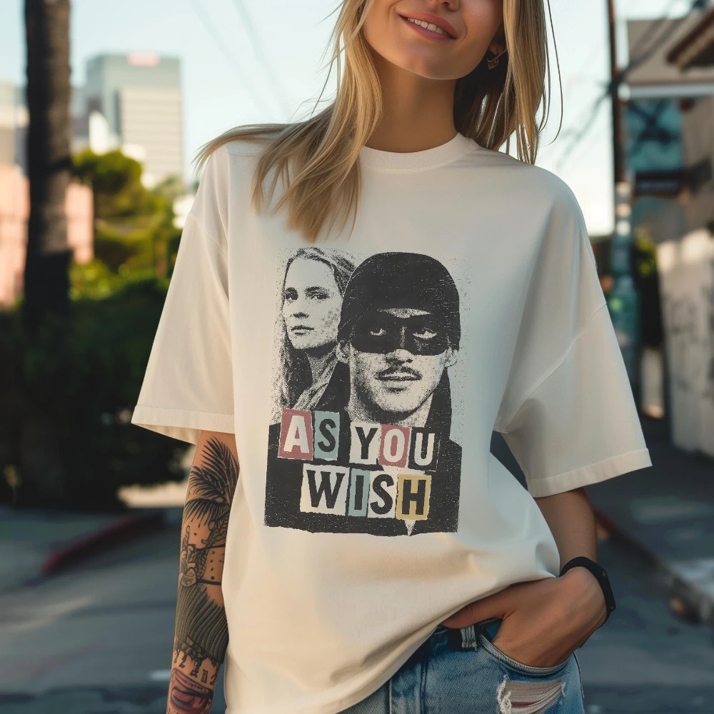 Princess Bride T-Shirt: Punk Westerly „As You Wish“ Muster-T-Shirt, lässiges bedrucktes Damen-T-Shirt