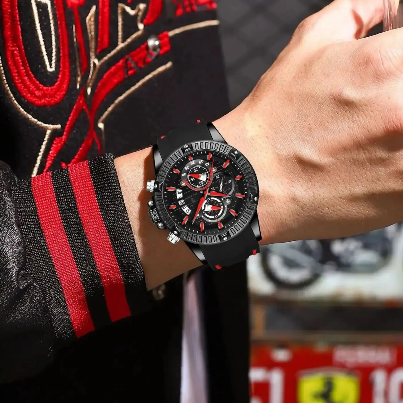 POEDAGAR Orologio da polso da uomo di lusso Cronografo Impermeabile Orologio da uomo luminoso Calendario maschile Cinturino in silicone Orologi da uomo al quarzo Reloj