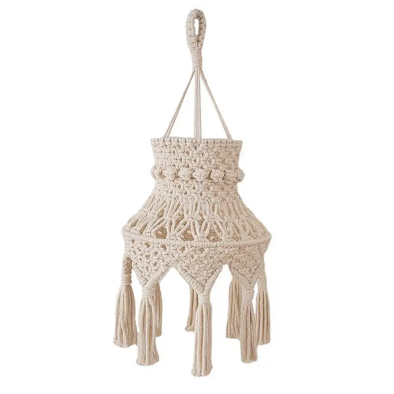 Pendant Lamp Shade Woven Light Cover With Fringes Modern Bedroom Living Room Nursery Dorm Room Bohemian Chandelier Shade Decor