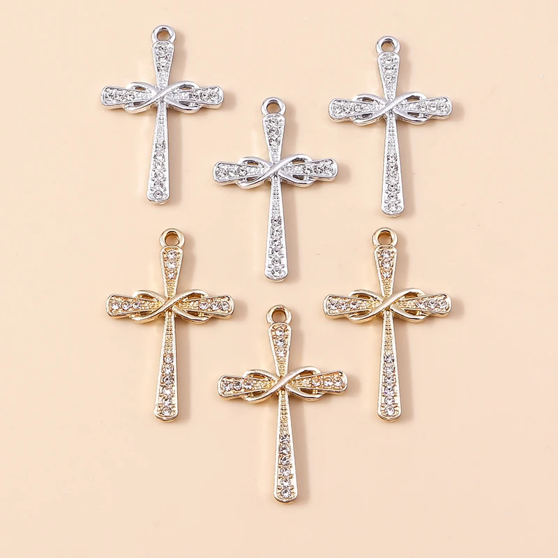 

20pcs 20x32mm Cute Crystal Alloy Cross Charms Pendants for Jewelry Making Drop Earrings Necklaces Keychains DIY Crafts Supplies